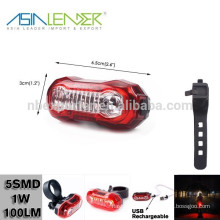 With Built-in Li-Polymer Battery 5 SMD 100 Lumen USB Bike Tail Light